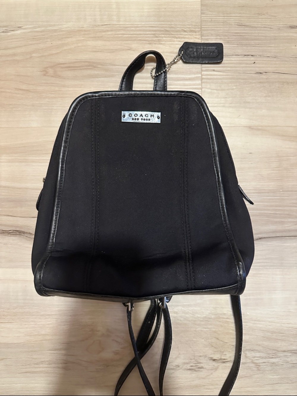 Coach Black Mini Nylon Backpack with Leather Trim